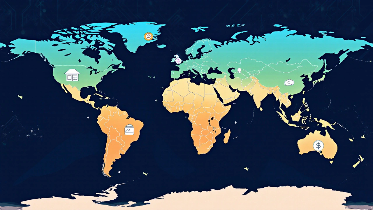 Colorful map highlighting higher crypto adoption in North America, Europe, Asia‑Pacific, Africa, Latin America.